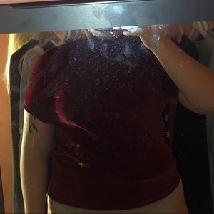 red velvet half turtle neck tee shirt